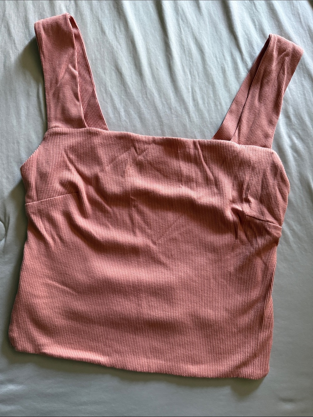 Ribbed Square-Neck Tank Top in Dusty Rose